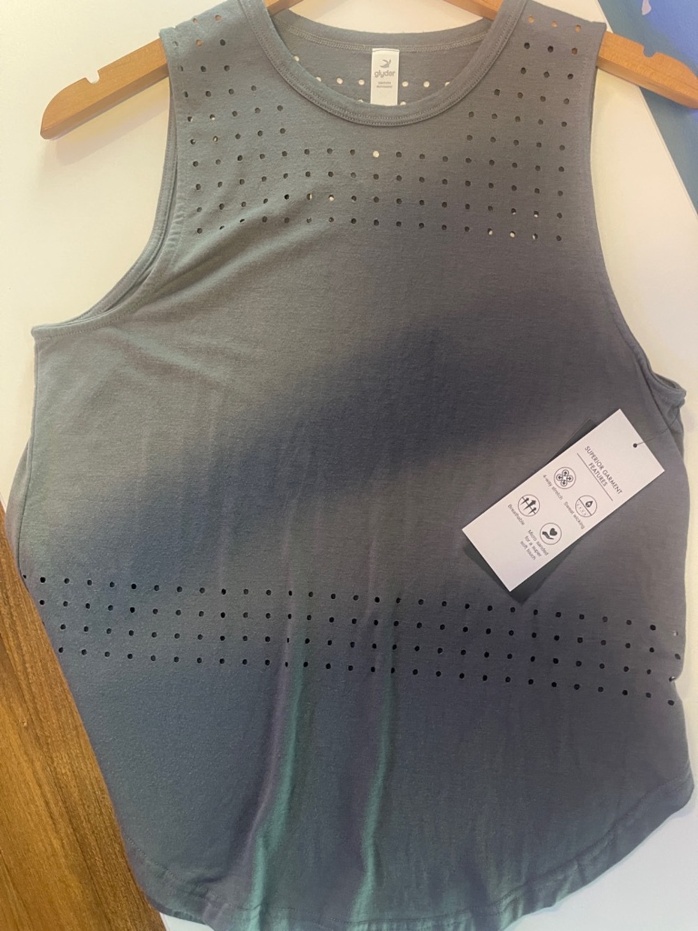 NWT Glyder Charcoal Gray Perforated Sleeveless Tank Small